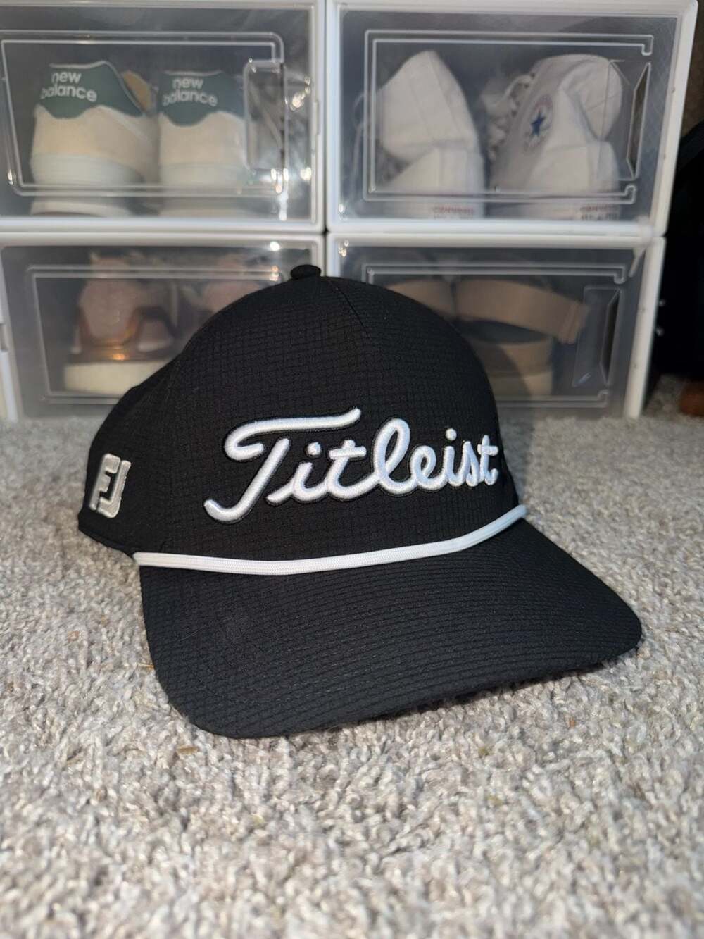 Titleist Tour Rope Golf Hat Black White Snapback Adjustable